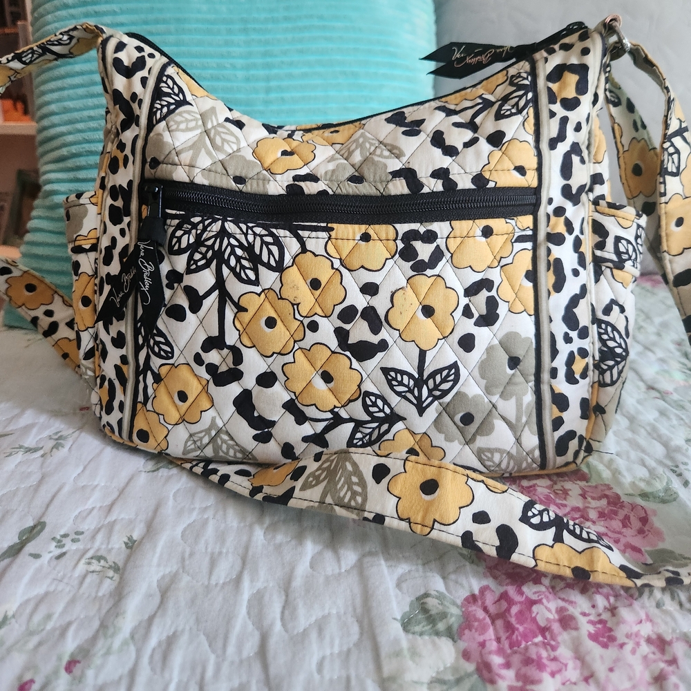 Vera Bradley Yellow and Black Crossbody Bag with Floral Design